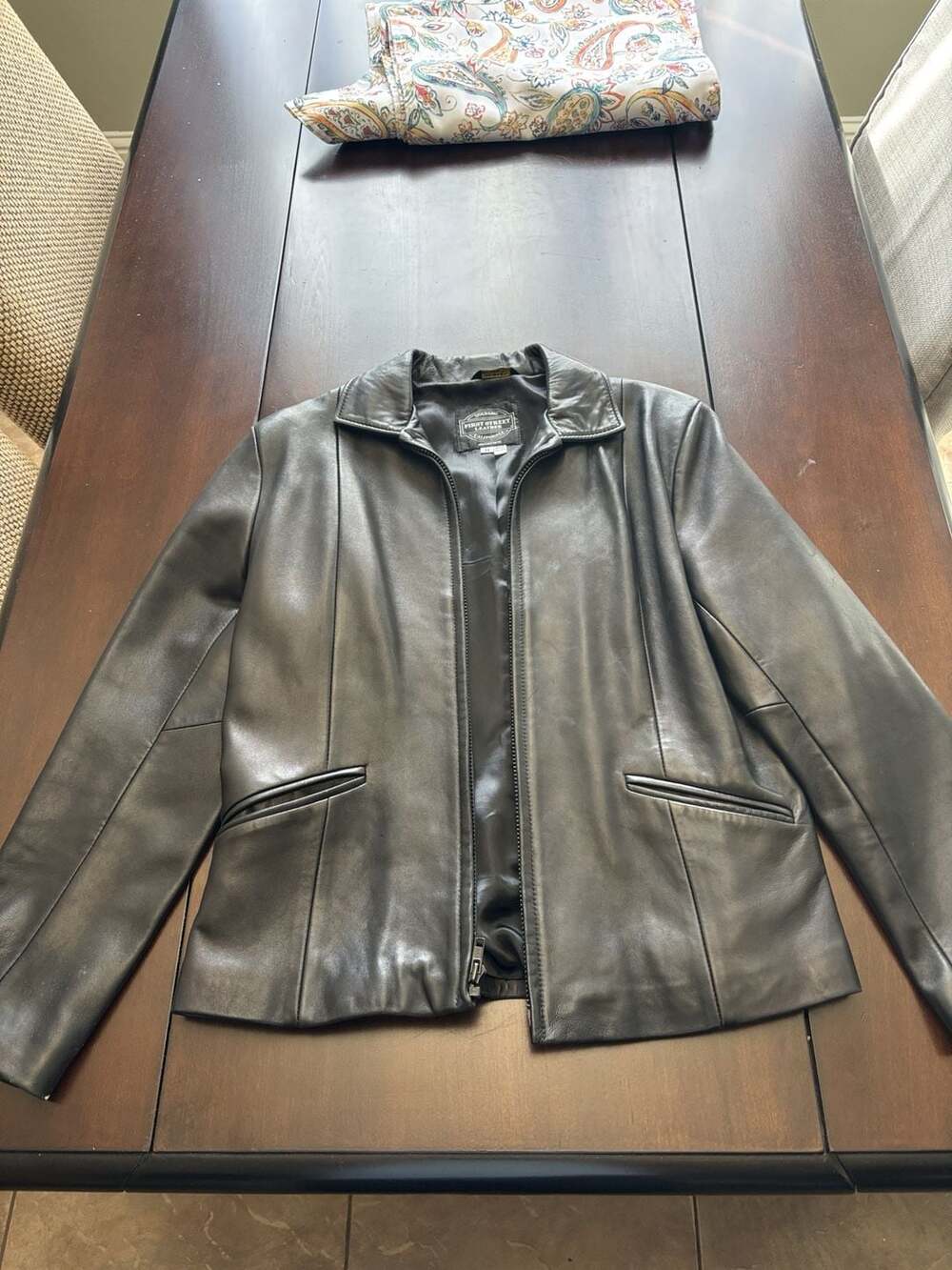 First Street Leather Jacket Size M Black Full Zip
